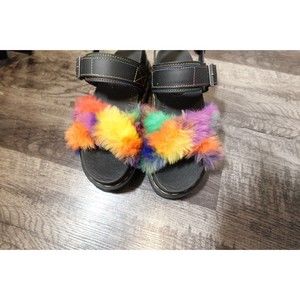 PRE-OWNED  Dr. Martens Voss Faux Fur Strap Sandals Multicolor in Womens Size 7